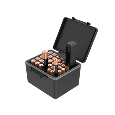 Abbildung von JJC AAA AA Batterie Organizer Aufbewahrungskoffer mit Batterietester, Wasserabweisender Hartschalen Batterien abnehmbarem Batterieprüfer, hält 20 und 14