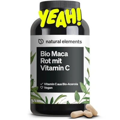 Abbildung von Bio Maca rot 3000 mg pro Tagesdosis 180 Kapseln Mit natürlichem Vitamin C, ohne Magnesiumstearat zertifiziert Bio, hochdosiert, vegan, in Deutschland produziert &amp; laborgeprüft