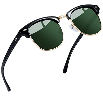 Abbildung von Joopin Herren Sonnenbrille Polarisiert Vintage Halbrahmen Retro UV400 Klassische Brille Sunglasses Grüne G15 (Dunkelgrau)