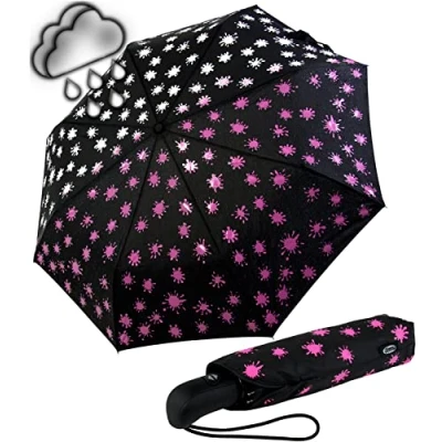 Abbildung von iX brella first class Automatik Wetprint Farbwechsel bei Nässe Paintdrops Neon Pink