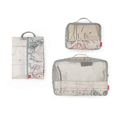 Abbildung von Legami Travel Organiser Reisebeutel mit Kartendruck, 3 Stück, map, map