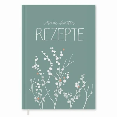 Abbildung von Rezeptbuch zum Selberschreiben selbst gemacht! DIY Kochbuch schreiben für deine besten Rezepte, Kreatives Geburtstagsgeschenk, Design in Mint, Premium Hardcover, robuste Bindung, 17x24 cm