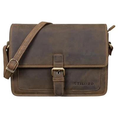 Abbildung von STILORD &#039;Liv&#039; Damentasche Leder Handtasche Umhängetasche klein Frauen Ausgehtasche Schultertasche Vintage Ledertasche, Farbe:mittel braun