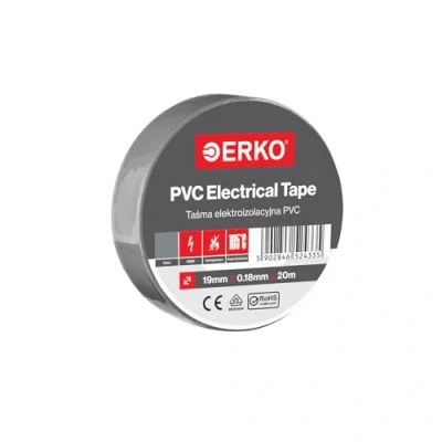 Abbildung von ERKO Isolierband Grau PVC 19mm x 20m Elektrische Leitungen Reparatur, Hochflexibel mit starker Klebekraft, Chemiebeständig, Polyvinyl Chlorid, Klebeband Universal