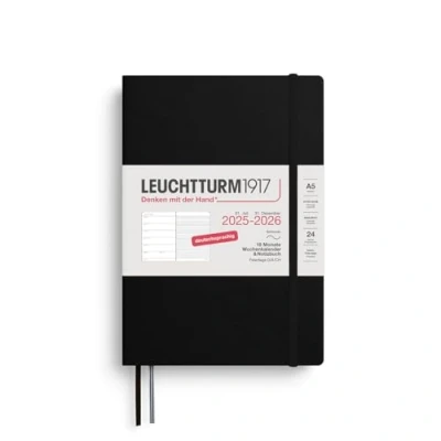 Abbildung von LEUCHTTURM1917 372621 Wochenkalender &amp; Notizbuch Medium (A5) 2026, 18 Monate 07.2025 12.2026, Softcover, Schwarz, Deutsch