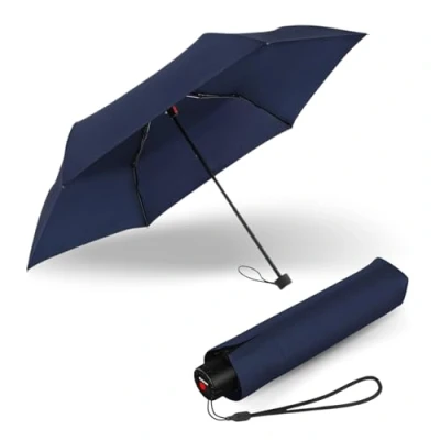 Abbildung von Knirps Regenschirm C.050 Small Manual Navy mit Schirmtasche I kleiner für unterwegs Handöffner Taschenschirm windstabil &amp; leicht Mini Schirm