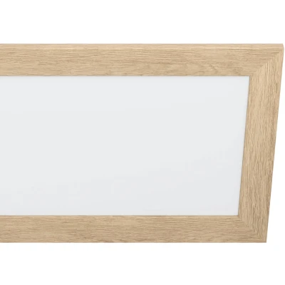 Abbildung von EGLO LED Panel Piglionasso mit Holz Deko Rahmen, Deckenlampe in Hell Braun, Küchenlampe, Bürolampe, Flurlampe Decke neutralweiß, L 124,5 cm