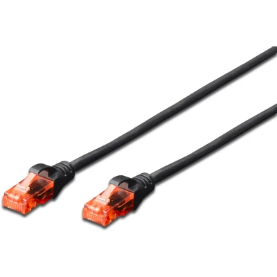 Abbildung von DIGITUS LAN Kabel Cat 6 1m CCA Netzwerkkabel Mit RJ45 U/UTP Ungeschirmt Kompatibel zu 6A &amp; 5e Schwarz
