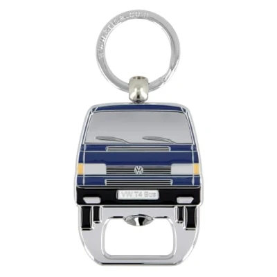 Abbildung von BRISA VW Collection Volkswagen Schlüssel Anhänger Ring Schlüsselbund Accessoire Keyholder mit Bier Flaschen Öffner im T4 Bulli Bus Design (Bus Front/Blau)