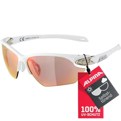 Abbildung von ALPINA TWIST FIVE S HR QV Kontrastverstärkende, Selbsttönende &amp; Beschlagfreie Sport Fahrradbrille Mit 100% UV Schutz Für Erwachsene, white silver matt, One Size