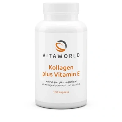 Abbildung von vitaworld Kollagen 500mg + Vitamin E 24mg, 500 mg reines vom Rind pro Kapsel, 100 Kapseln