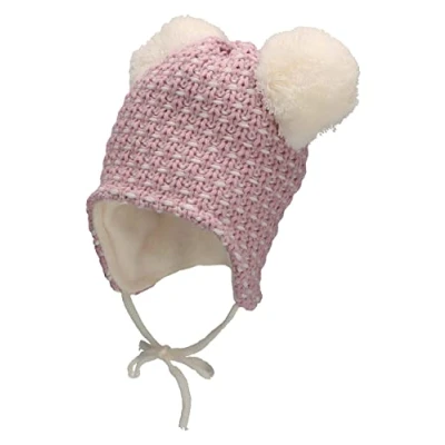 Abbildung von Sterntaler Baby Mädchen Mütze Bommelmütze Struktur aus Strick mit Ohrenklappen und Bindeband beige, 43