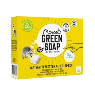 Abbildung von Marcel&#039;s Green Soap Spülmaschinen Tabs Alles in Ein Grapefruit &amp; Limette Geschirrspültabs Auflösbare Folie 100% Umweltfreundlich Vegan 97% Biologisch abbaubar 25 Stück