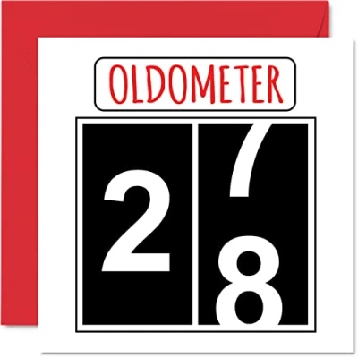 Abbildung von Stuff4 Lustige Karten zum 28. Geburtstag für Männer und Frauen Oldometer Glückwunschkarte Sohn, Tochter, Bruder, Schwester, 145mm Grußkarten, Karte