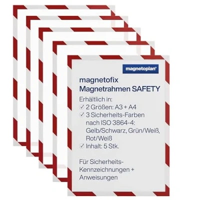 Abbildung von magnetoplan Magnetrahmen SAFETY VE à 5 Stk Format DIN A4 rot weiß