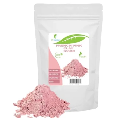 Abbildung von Französischer rosa Ton (French pink clay) 100 g DIY Gesichtsmasken, Körpermasken, Haarmasken, sanfte Peelings und Scrubs, Seifenherstellung, Anti Aging Hautstraffung, natürlich