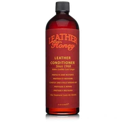 Abbildung von Leather Honey Lederpflegemittel Premium Lederpflege seit 1968 für die Anwendung auf Lederbekleidung, Lederwaren Möbel, Autoinnenausstattung, Schuhe, Taschen, Accessoires,