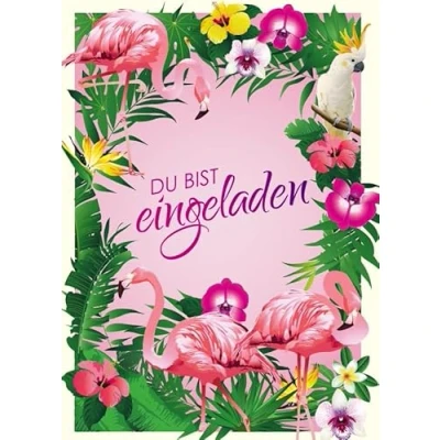 Abbildung von Edition Colibri 10 Flamingo Einladungen: Geburtstagseinladungen Kinder, Mädchen/Jungen, er Set, Sommerparty/Gartenparty, Aloha, Einladungskarten zum Kindergeburtstag (11143DE)