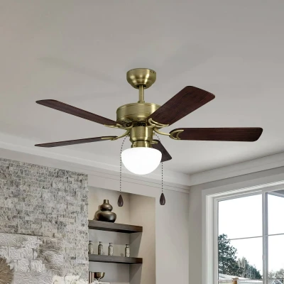 Abbildung von EGLO LED Deckenleuchte »CADIZ Deckenventilator«, 1 flammig, Leuchtmittel E27 wechselbar, Deckenlampe, Ventilator mit Licht, Wendeflügel, Zugkette, Ø 107 cm
