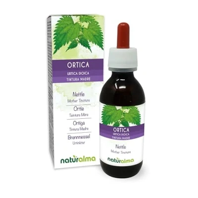 Abbildung von Brennnessel (Urtica dioica) Blätter und Wurzeln Alkoholfreier Urtinktur Naturalma Flüssig Extrakt Tropfen 120 ml Nahrungsergänzungsmittel Veganer