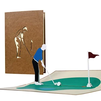 Abbildung von H15 Golf Grußkarte, 3D Geburtstagskarte für Golfer, Geschenk Männer, Pop Up Karte zum Ruhestand, Rente Geldgeschenk, Gutschein, Gutschein den Golfurlaub