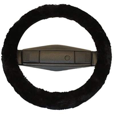 Abbildung von Reissner Lammfelle LERA 15 SCH Lenkradbezug Lenkradschoner Lenkradhülle für Auto und Wohnmobil Echtes Merino Lammfell Florhöhe 15mm passend ⌀40cm Anti Rutsch Farbe schwarz