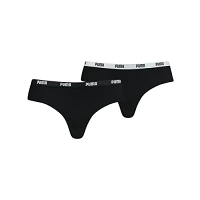 Abbildung von Puma Damen Microfiber Brazilian Women&#039;s Underwear (2 Pack) Thong Panties, Black, S EU