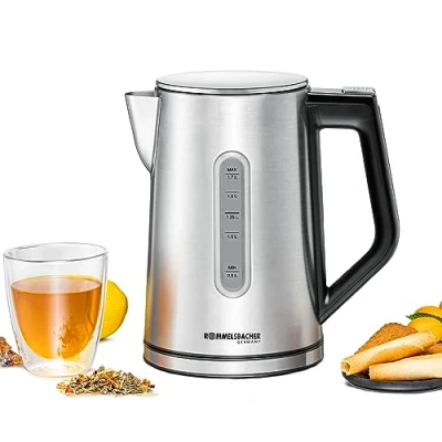 Abbildung von ROMMELSBACHER Wasserkocher WK 3000 Füllmenge 1,7 Liter, 1 Tasten Steuerung, Stellstart Funktion, Temperaturwahl von 45 100 C, geschlossener Kannenboden, Kochstoppautomatik, Watt