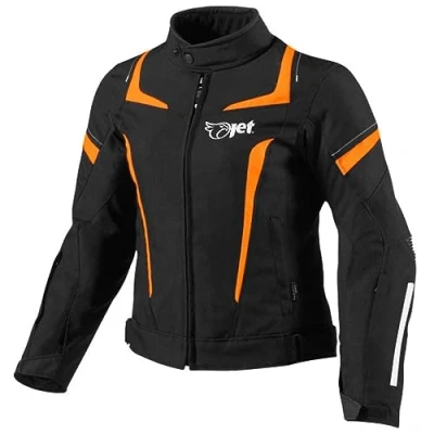 Abbildung von Jet Motorcycle Motorradjacke Frauen Damen Sommer Winter Gepanzerte Textilwasserdichte ELEKTRA (M (10/12), Orange)