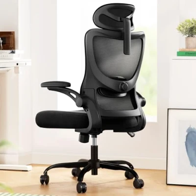 Abbildung von Marsail Bürostuhl Ergonomisch Schreibtischstuhl mit Verstellbarer Kopfstütze Lendenwirbelstütze und Klappbaren 3D Armlehnen Computerstuhl hat Höhenverstellung Drehstuhl Bis 136kg/300LB Belastbar