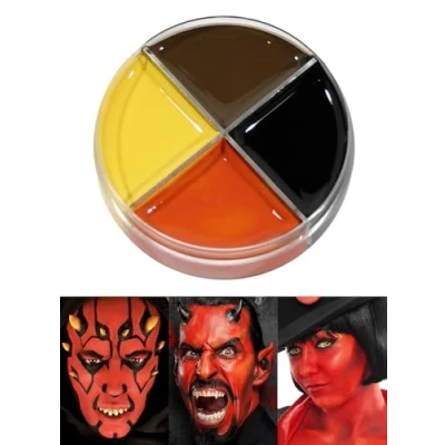 Abbildung von Professionelle Theater Schminke für Teufel Horror Make Up Set Creme Schminkdose 4 Farben Halloween Karneval Motto Party