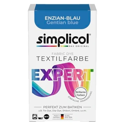 Abbildung von simplicol Textilfarbe expert Enzian Blau 1709: Farbe für kreatives, einfaches Färben in der Waschmaschine oder manuell, 150 g (1er Pack)