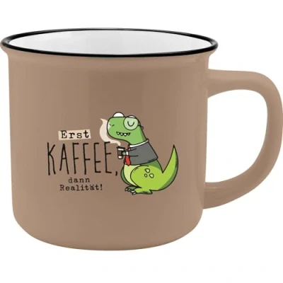 Abbildung von GRUSS &amp; CO Becher mit Motiv &quot;Realität&quot; New Bone China Porzellan, Emaille Optik, 35 cl Lustiges Geschenk, Frühstück 73917