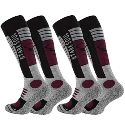 Abbildung von STARK SOUL Ski Funktionssocken, Wintersport Socken mit Spezial Polsterung, 2 Paar (39/42, grau schwarz bordaux)