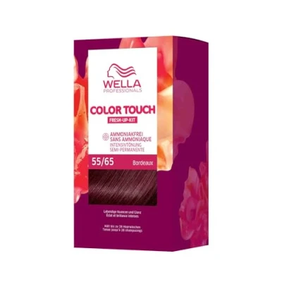 Abbildung von Wella Professionals Color Touch demi permanente Haarfarbe ohne Ammoniak Haarfärbemittel mit bis zu 50 % Grauhaar Abdeckung Ansatz Kit inkl. Haarmaske 55/65 Bordeaux (130 ml)