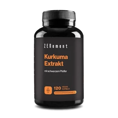 Abbildung von Kurkuma 6100 mg pro Kapsel mit schwarzem Pfeffer 120 Kapseln Leistungsstarkes Antioxidans, für die Gesundheit der Gelenke 100% Natürliche Zutaten, Vegan, GMO frei Zenement