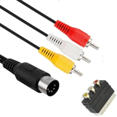 Abbildung von WICAREYO 1.8M/6FT Audio Video AV Composite TV Kabel Mit 3RCA auf Scart Adapter Kompatibel für Genesis 1/Mega Drive 1/Master System 1