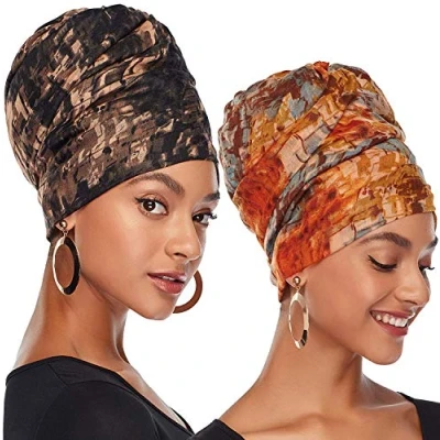Abbildung von DRESHOW Haarwickel für Schwarze Damen,Jersey Schal Turban Langes Haar Kopfwickel Kopftuch Weiche Stirnband Schals Gap