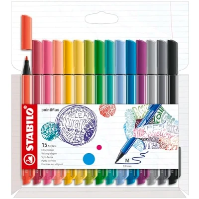 Abbildung von Filzschreiber STABILO pointMax 15er Pack mit 15 verschiedenen Farben