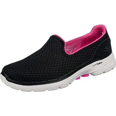 Abbildung von Skechers Women&#039;s GO Walk 6 Big Splash Sneaker, Schwarz/Heißrosa, 39 EU