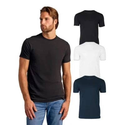 Abbildung von True Classic Herren T Shirt mit Rundhalsausschnitt und kurzen Ärmeln, 3er Pack Schwarz, Weiß, Marineblau, M