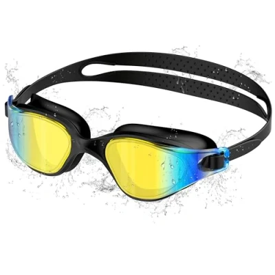 Abbildung von Ambienden Swimming Goggles for Adults &amp; Youth Anti Fog HD Lens, UV Protection, Waterproof Seal Training, Competition, Beach/Pool Secure Fit Unisex Adult (Men Women) BK
