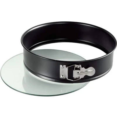 Abbildung von Original Kaiser Inspiration Springform mit Glasboden 26 cm rund, Hebeboden, Backform Glasboden, schnittfest, auslaufsicher, antihaftbeschichtet, servierfertig, Schwarz