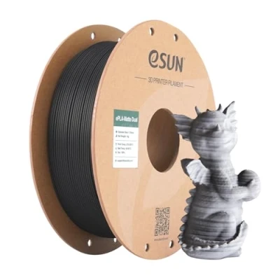 Abbildung von eSUN Matte Dual Colour Filament, PLA Filament 1.75mm, glanzfreie Farbe, gefrostete Textur, 1KG Spule (2.2 LBS) 3D Druck für Drucker, Schwarz Weiß