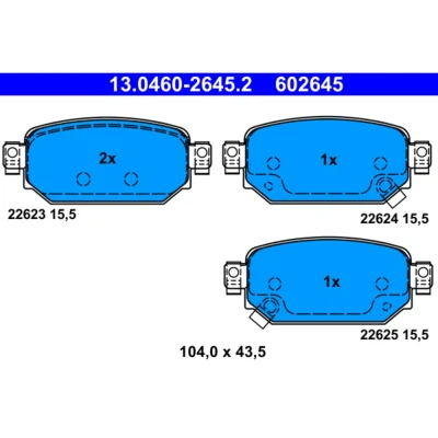 Abbildung von ATE 13.0460 2645.2 Bremsbelagsatz mit akustischer Verschleißwarnung MAZDA: 3 Hatchback, CX 3, Saloon