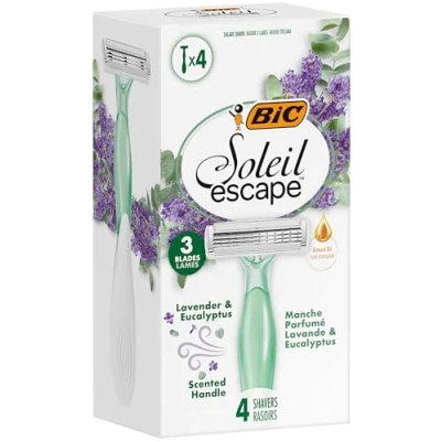 Abbildung von BIC Soleil Escape 3 Klingen Einweg Rasierer für Damen mit Lavendel &amp; Eukalyptus, Feuchtigkeitsstreifen Mandelöl 4er Box