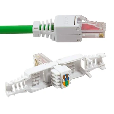 Abbildung von odedo 2er Pack Crimpstecker werkzeugfrei CAT 6 UTP RJ45 Netzwerkstecker Steckverbinder Crimp Stecker für Patchkabel, Verlegekabel bis 6.3mm AWG 23 26 werkzeugfreie Montage