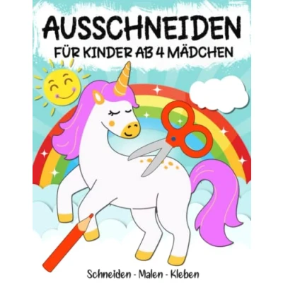 Abbildung von Ausschneiden für Kinder ab 4 Mädchen: Bastelbuch Schneiden, Kleben, Malen und Basteln! Schneiden lernen mit dem Scherenführerschein Ausschneidebuch Mädchen jahre