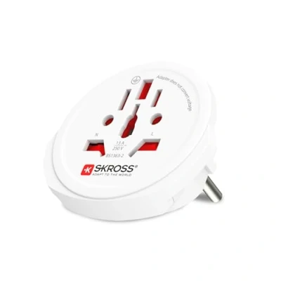 Abbildung von SKROSS 1.500211 E World to Europe Travel Adapter für Europa Stromschlagschutz Spannung und Leistung: 100V 1600W / 250V 4000W