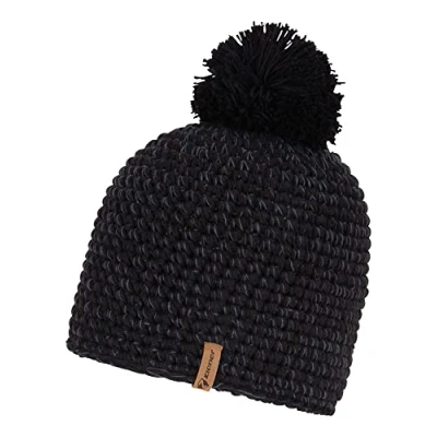 Abbildung von Ziener Unisex INTERCONTINENTAL Bommel Mütze gehäkelt Fleece Futter dreifarbig, black.ombre, Usex
